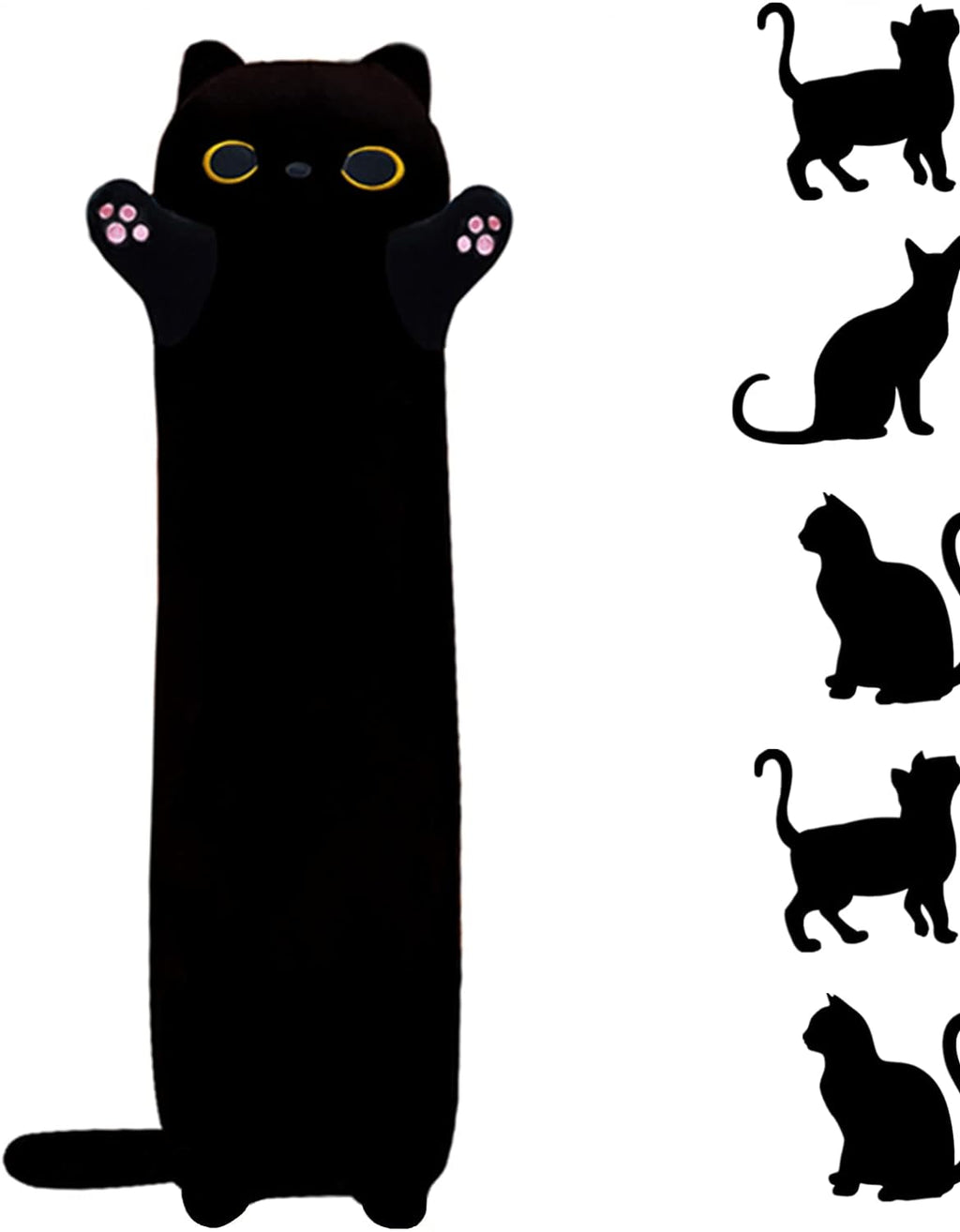 Black Cat Plush Sleeping Body Pillow 27.55 Inch