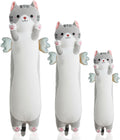 Gray Long Cat Plush Sofa Cushion 60cm