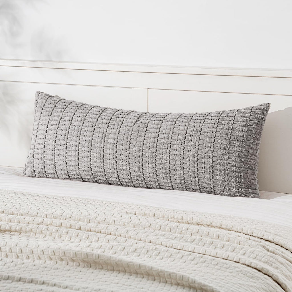 Cream White Boho Corduroy Striped Pillow Covers