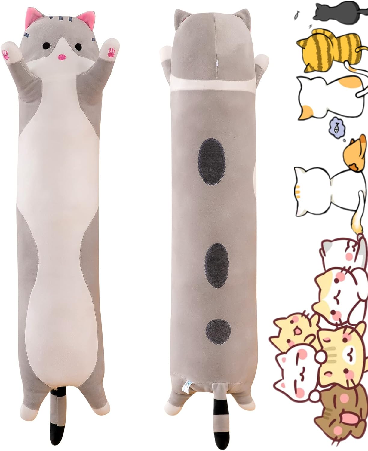 Black Cat Plush Sleeping Body Pillow 27.55 Inch