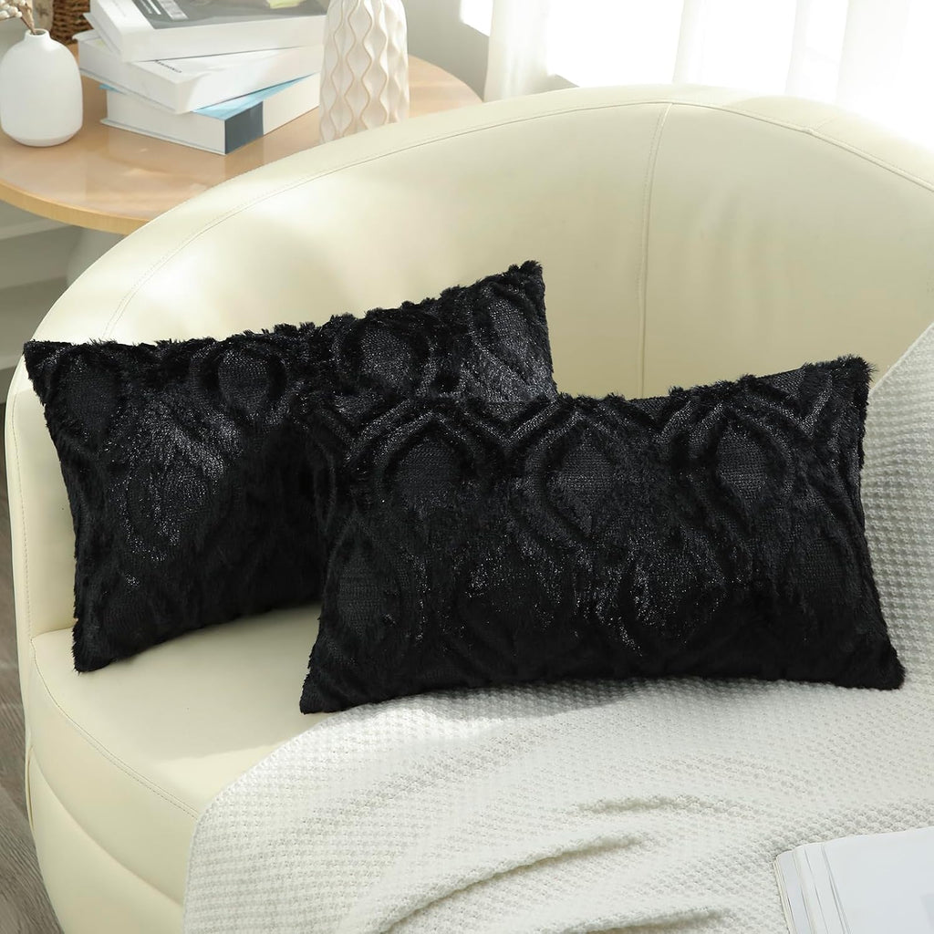 Beige Faux Wool Throw Pillow Covers Set of 2