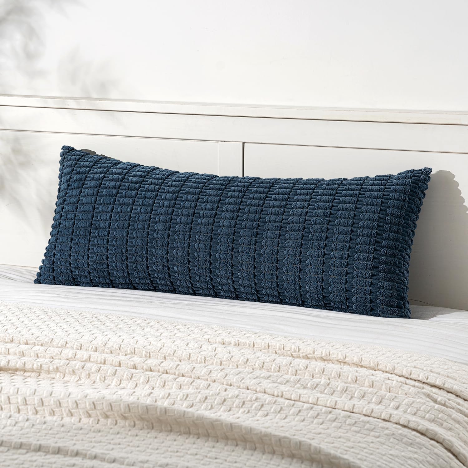 Cream White Boho Corduroy Striped Pillow Covers