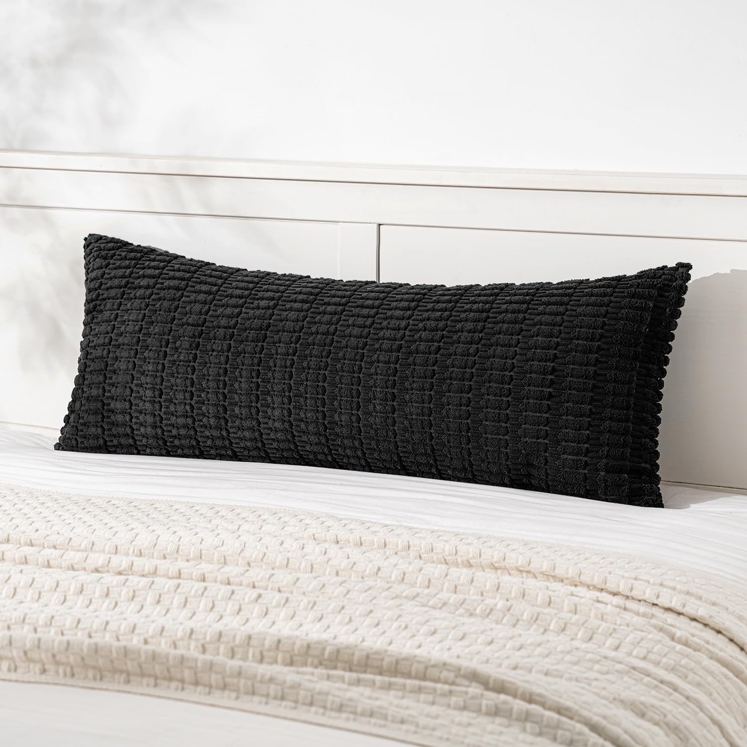 Cream White Boho Corduroy Striped Pillow Covers