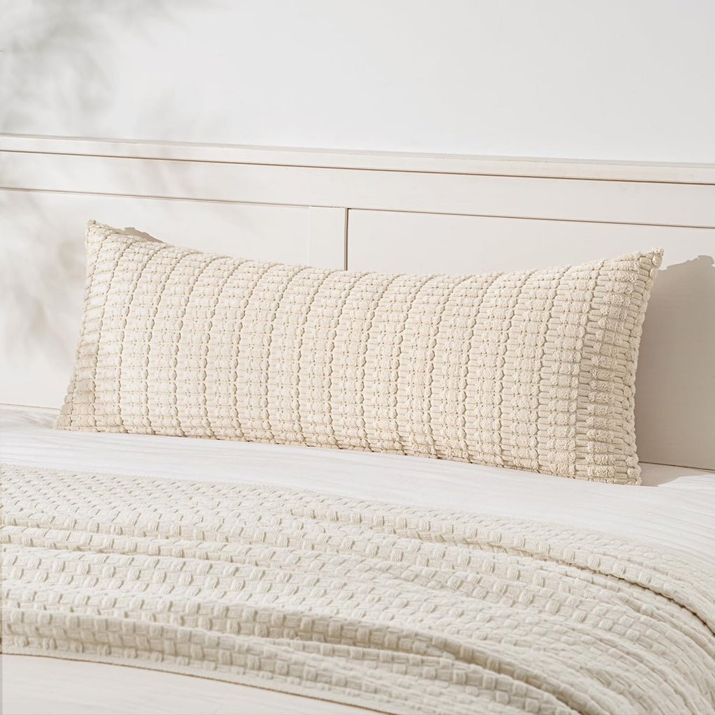 Cream White Boho Corduroy Striped Pillow Covers