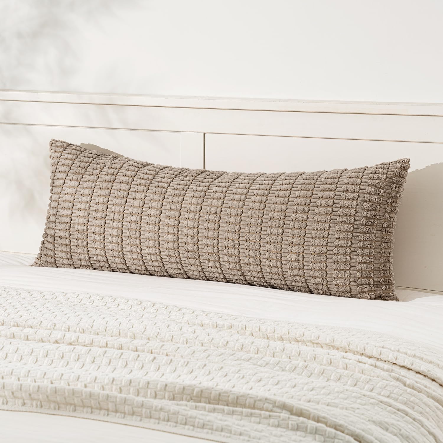Cream White Boho Corduroy Striped Pillow Covers