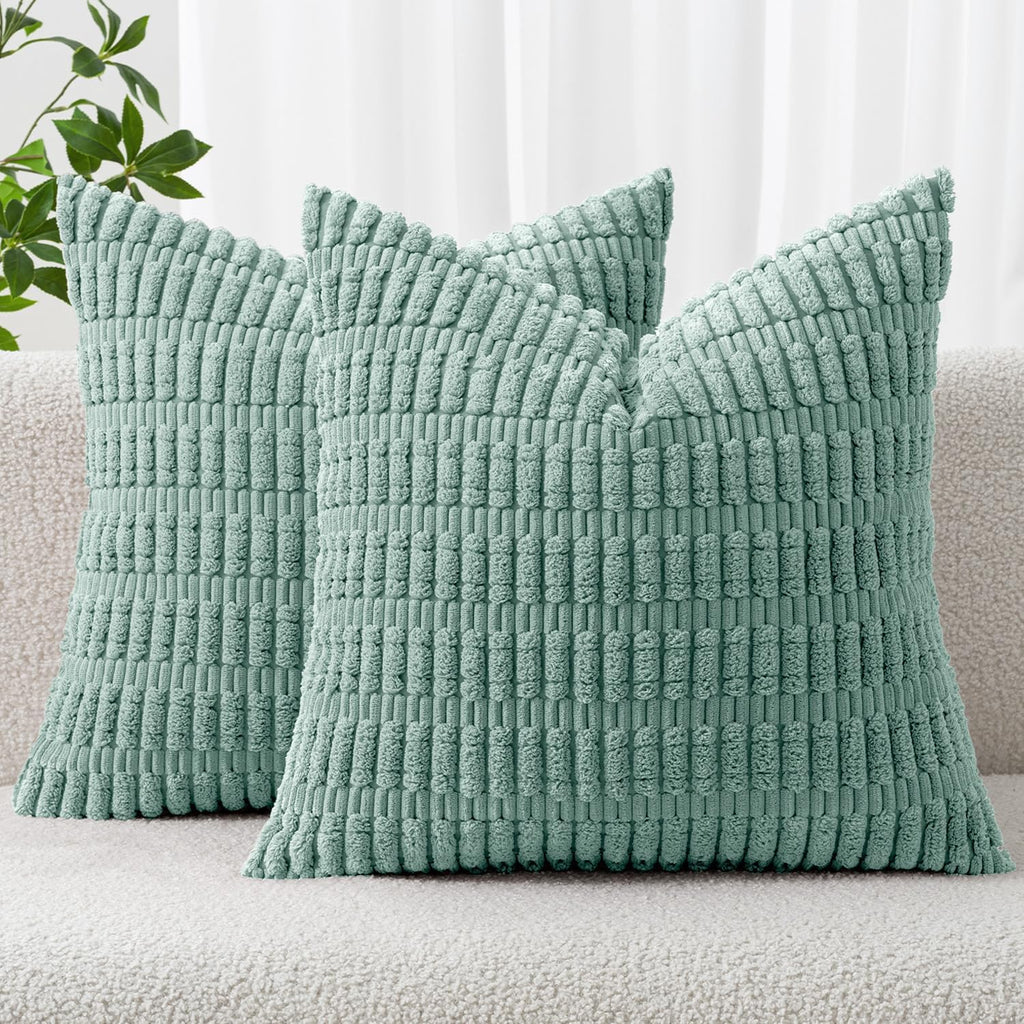Cream White Boho Corduroy Striped Pillow Covers