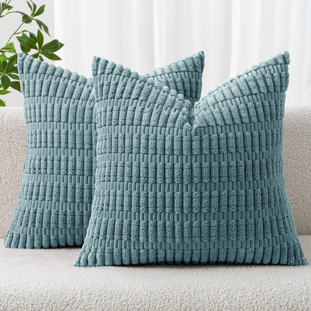 Cream White Boho Corduroy Striped Pillow Covers