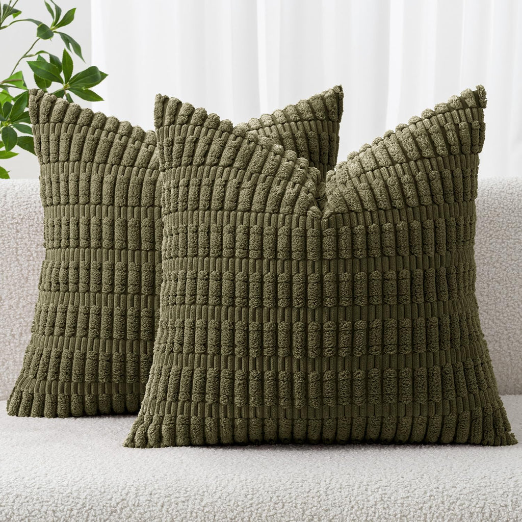 Cream White Boho Corduroy Striped Pillow Covers