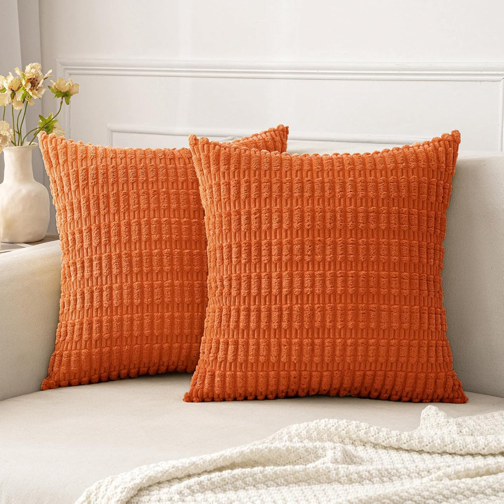 Cream White Boho Corduroy Striped Pillow Covers
