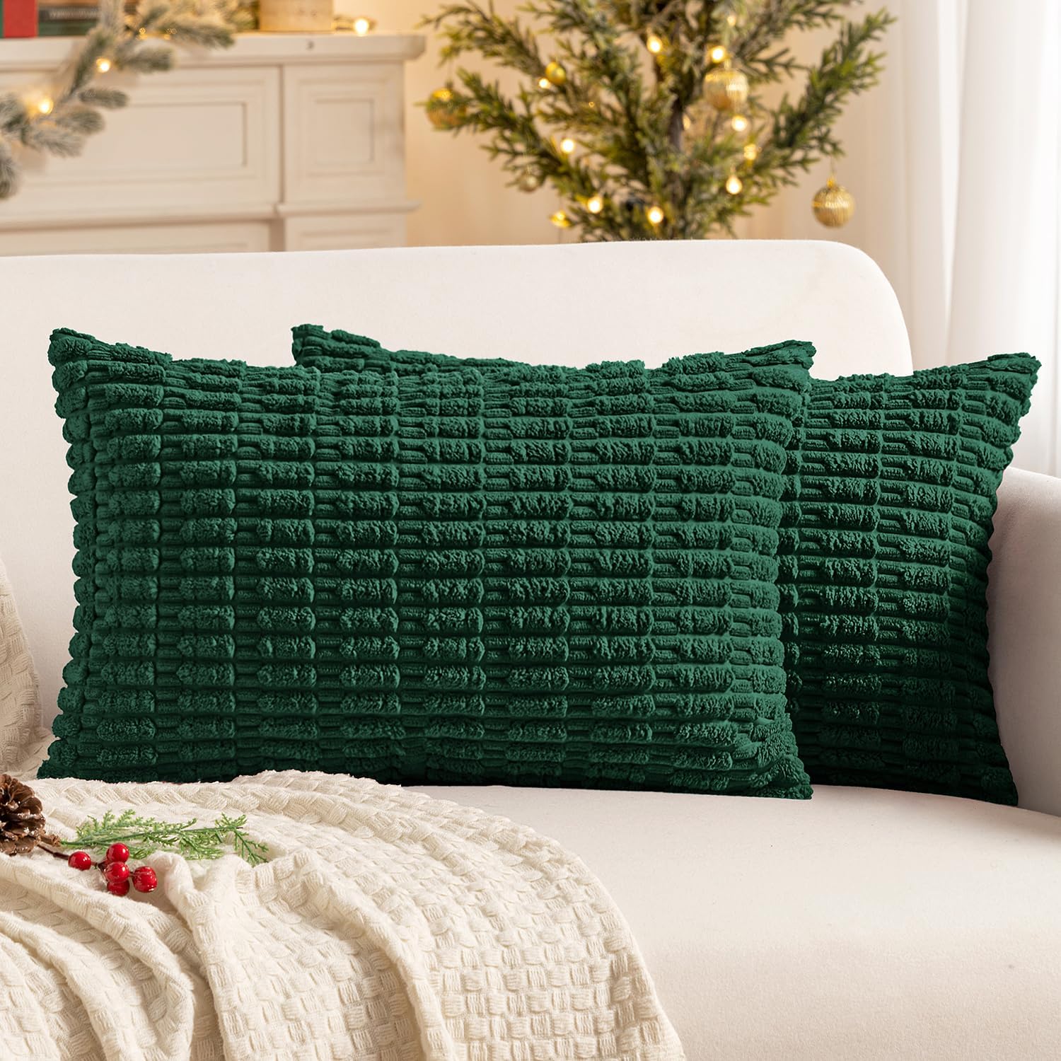 Cream White Boho Corduroy Striped Pillow Covers