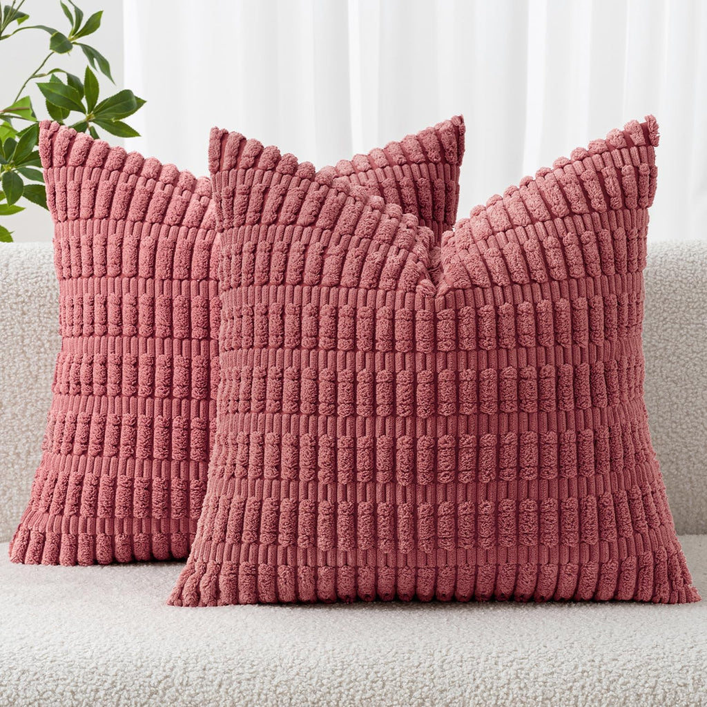 Cream White Boho Corduroy Striped Pillow Covers
