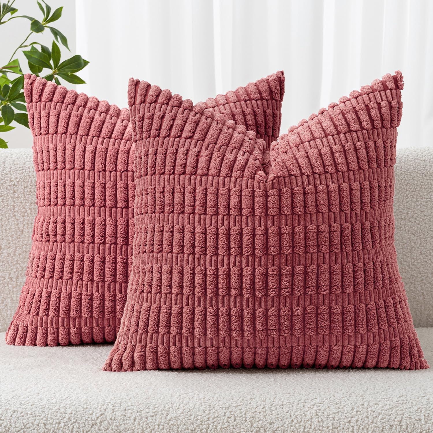 Cream White Boho Corduroy Striped Pillow Covers