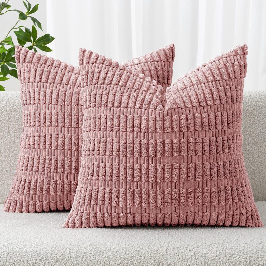 Cream White Boho Corduroy Striped Pillow Covers