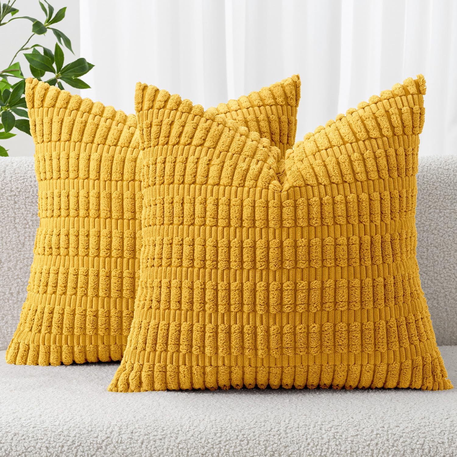 Cream White Boho Corduroy Striped Pillow Covers