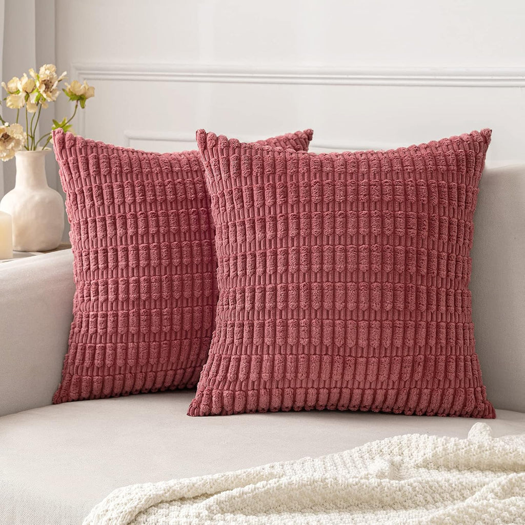 Cream White Boho Corduroy Striped Pillow Covers