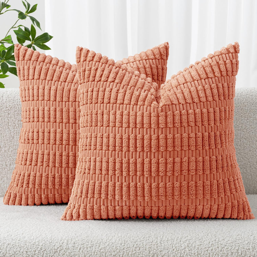 Cream White Boho Corduroy Striped Pillow Covers