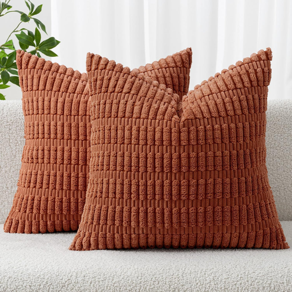 Cream White Boho Corduroy Striped Pillow Covers