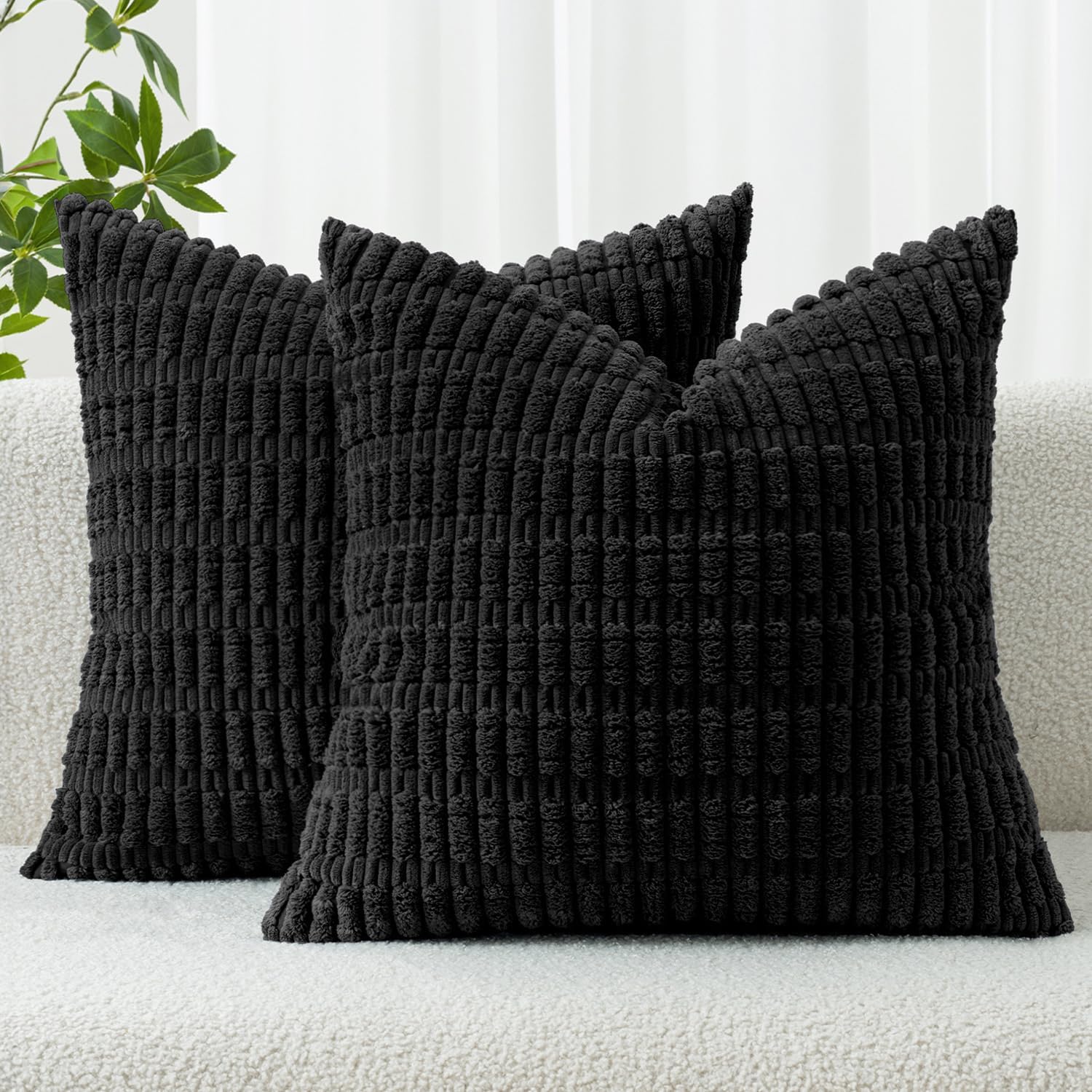 Cream White Boho Corduroy Striped Pillow Covers