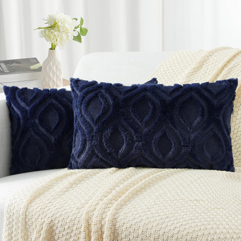 Beige Faux Wool Throw Pillow Covers Set of 2