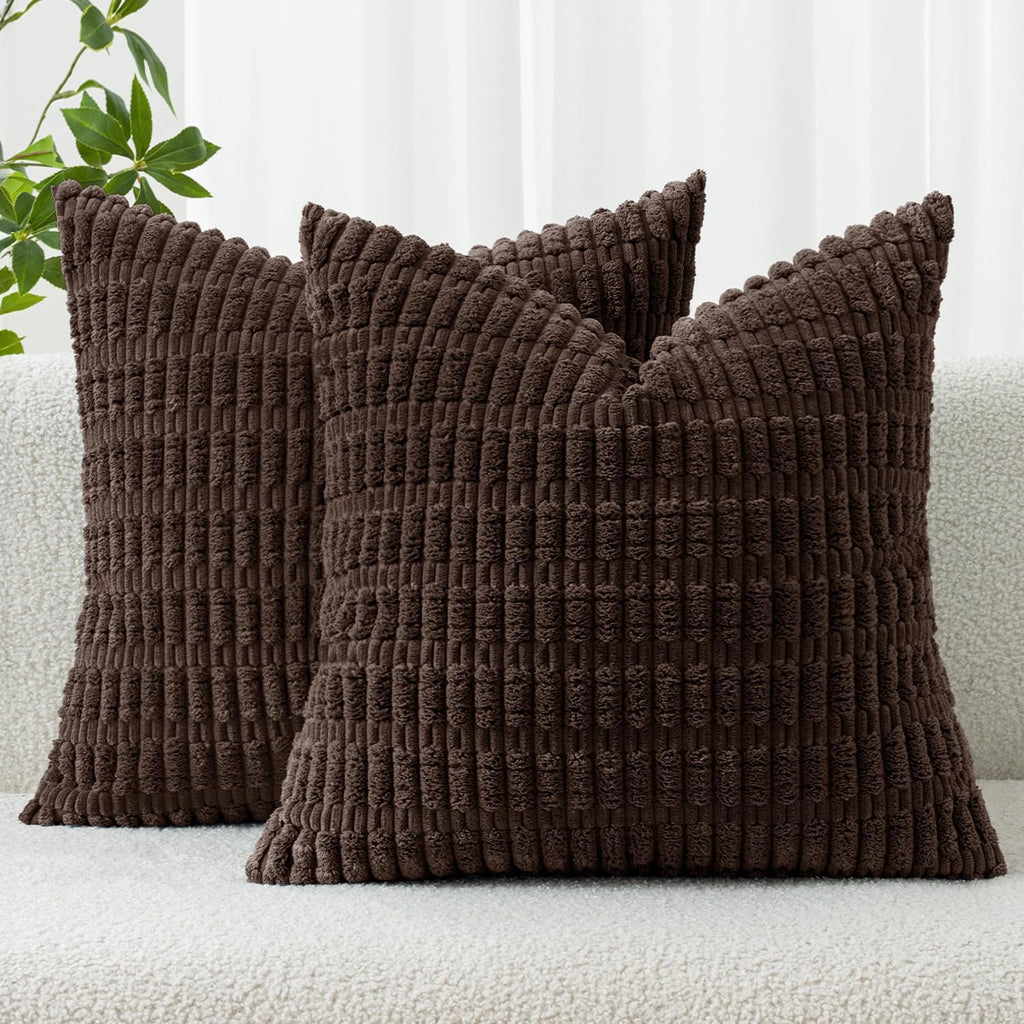 Cream White Boho Corduroy Striped Pillow Covers