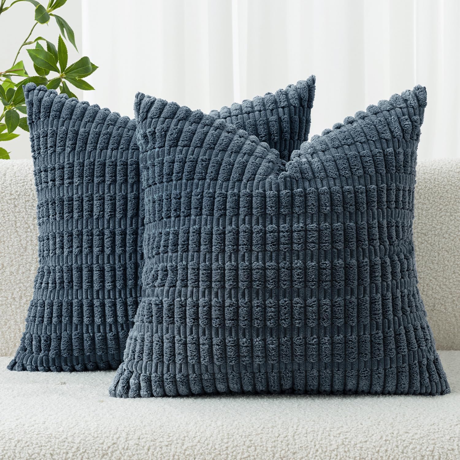 Cream White Boho Corduroy Striped Pillow Covers