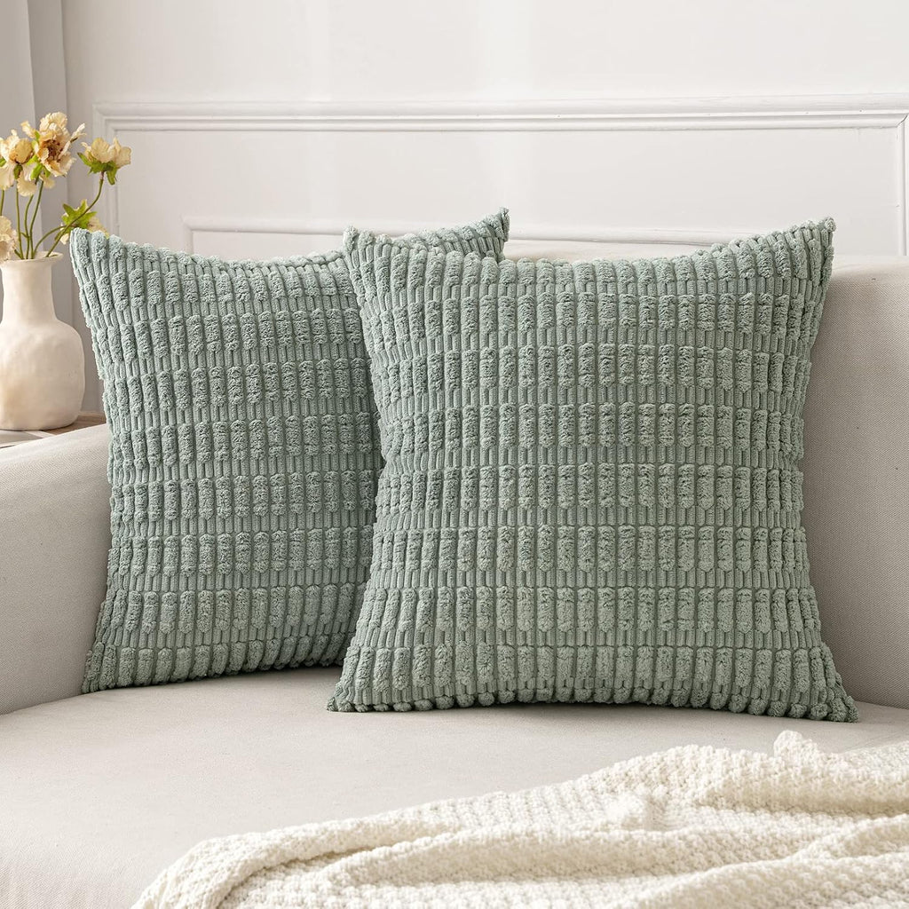 Cream White Boho Corduroy Striped Pillow Covers