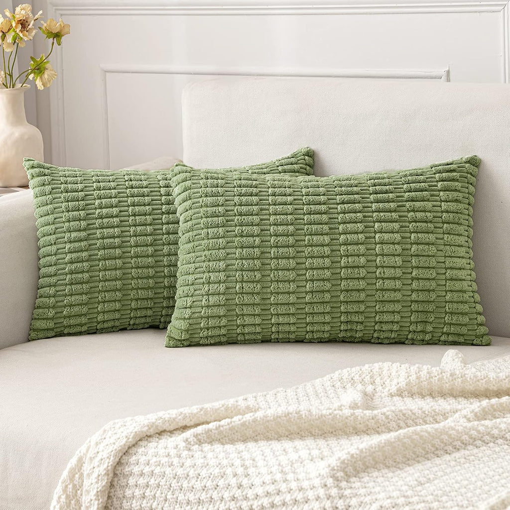 Cream White Boho Corduroy Striped Pillow Covers
