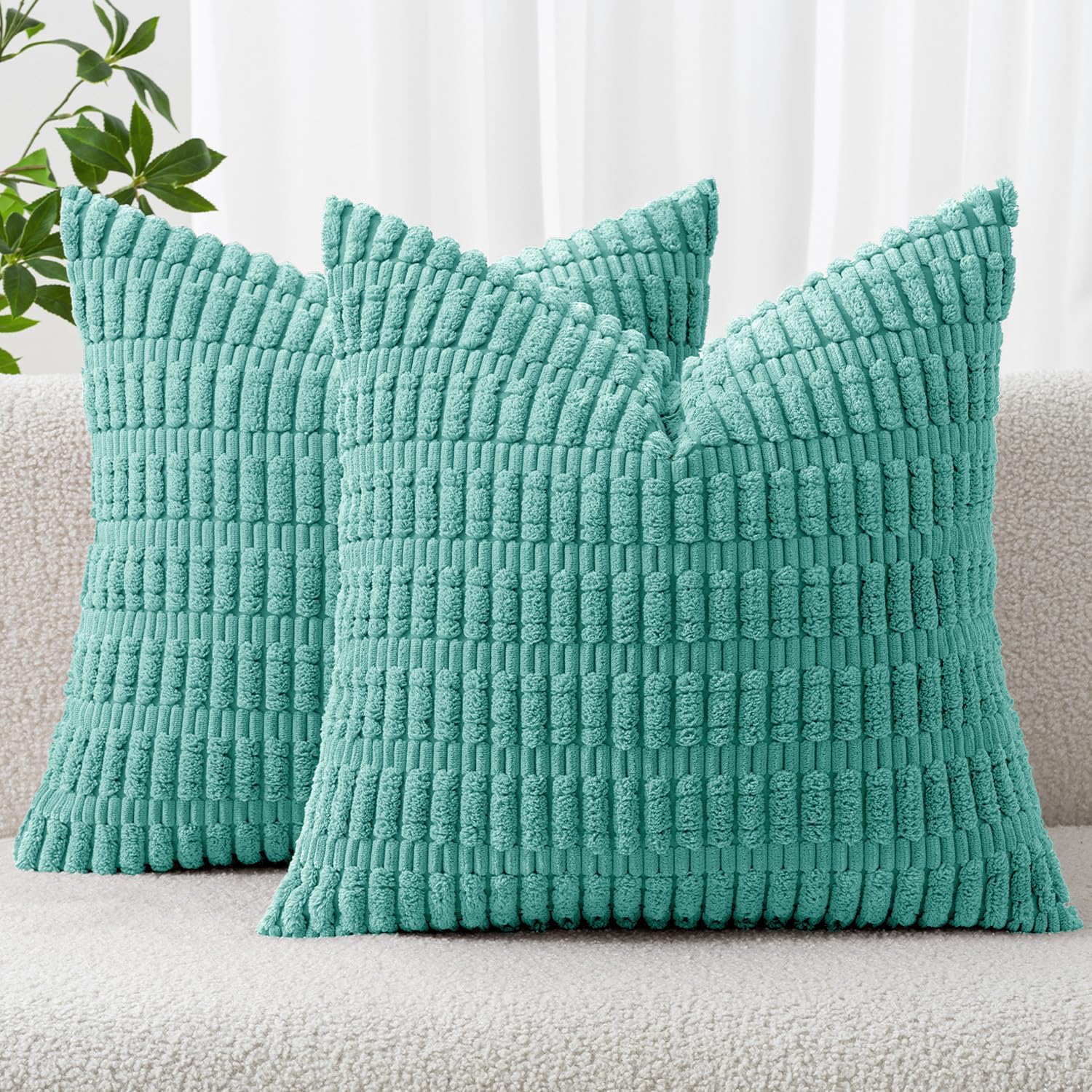 Cream White Boho Corduroy Striped Pillow Covers