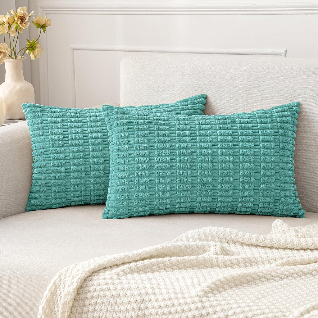 Cream White Boho Corduroy Striped Pillow Covers