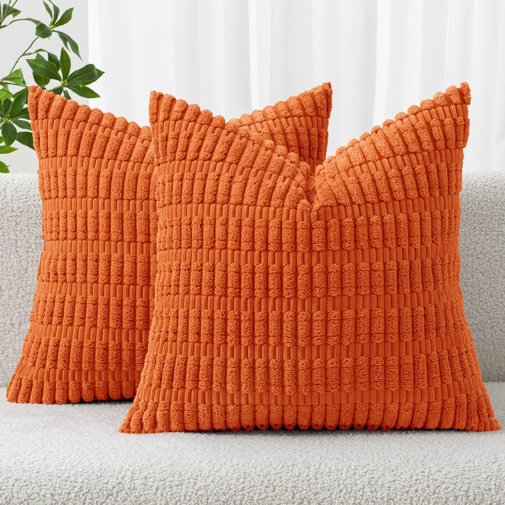 Cream White Boho Corduroy Striped Pillow Covers