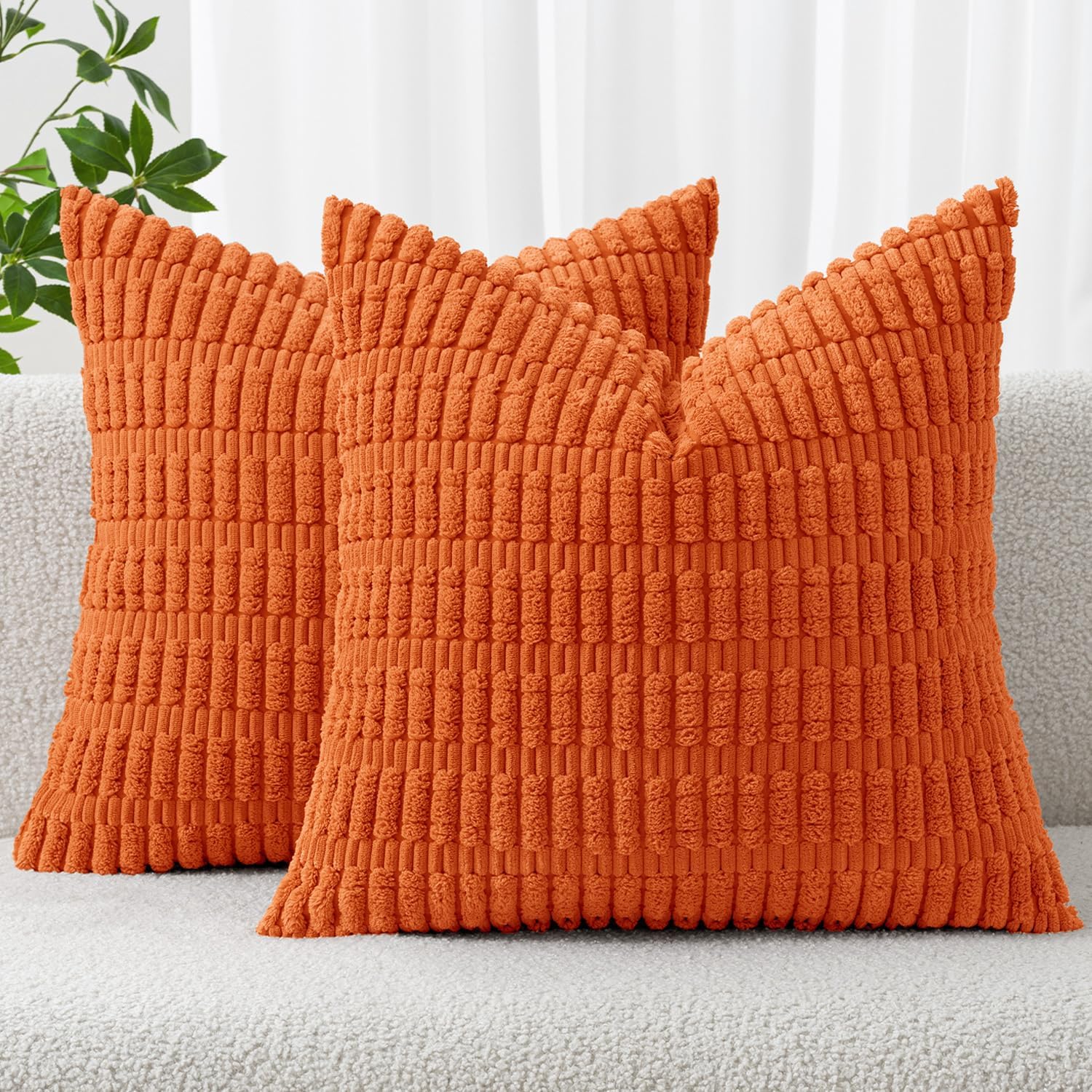 Cream White Boho Corduroy Striped Pillow Covers