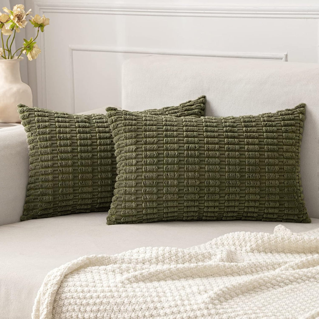 Cream White Boho Corduroy Striped Pillow Covers