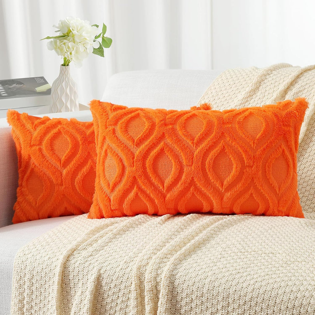 Beige Faux Wool Throw Pillow Covers Set of 2