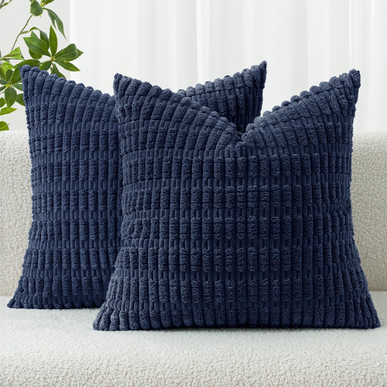 Cream White Boho Corduroy Striped Pillow Covers