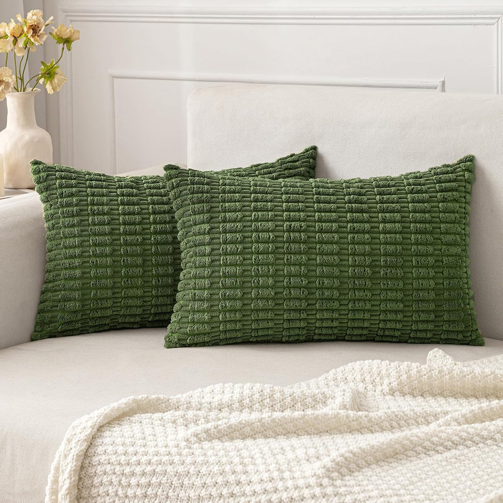 Cream White Boho Corduroy Striped Pillow Covers