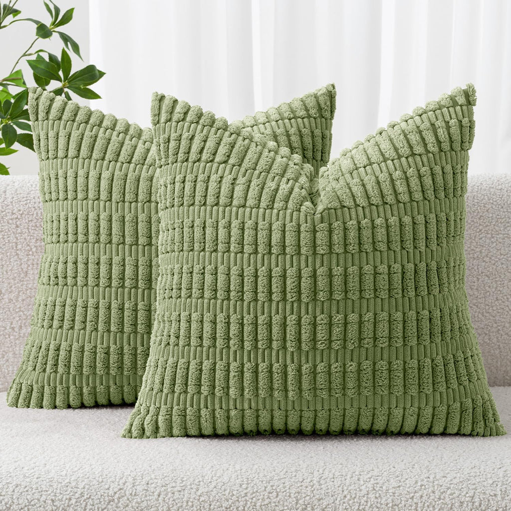 Cream White Boho Corduroy Striped Pillow Covers