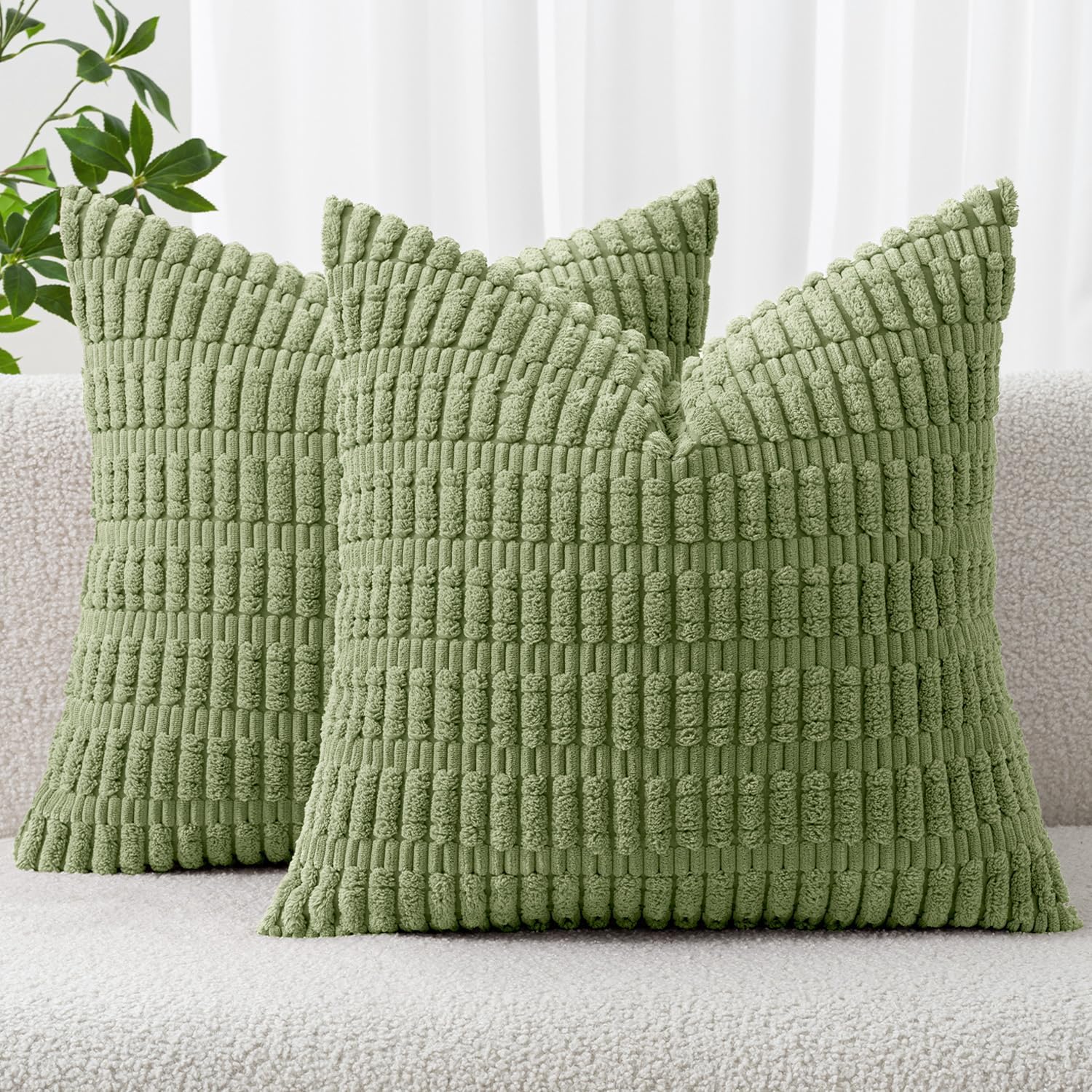 Cream White Boho Corduroy Striped Pillow Covers