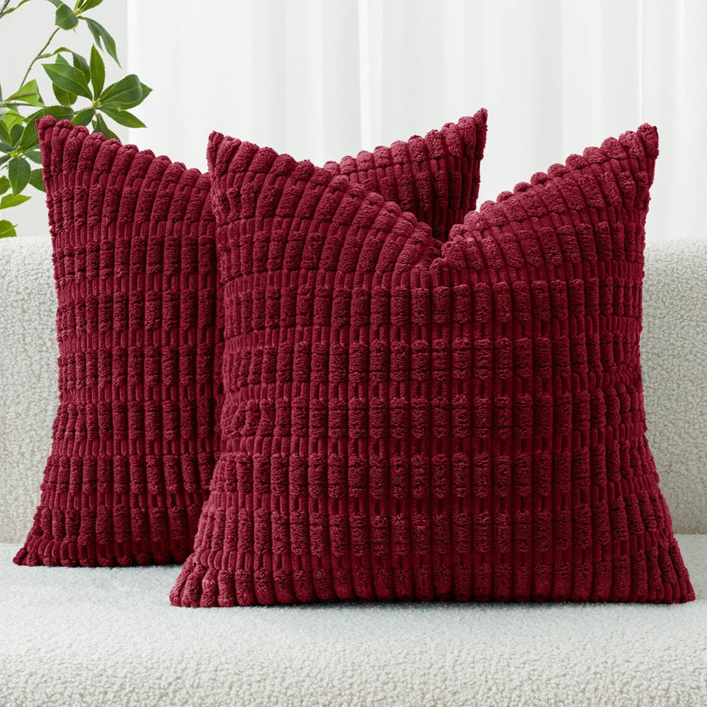 Cream White Boho Corduroy Striped Pillow Covers