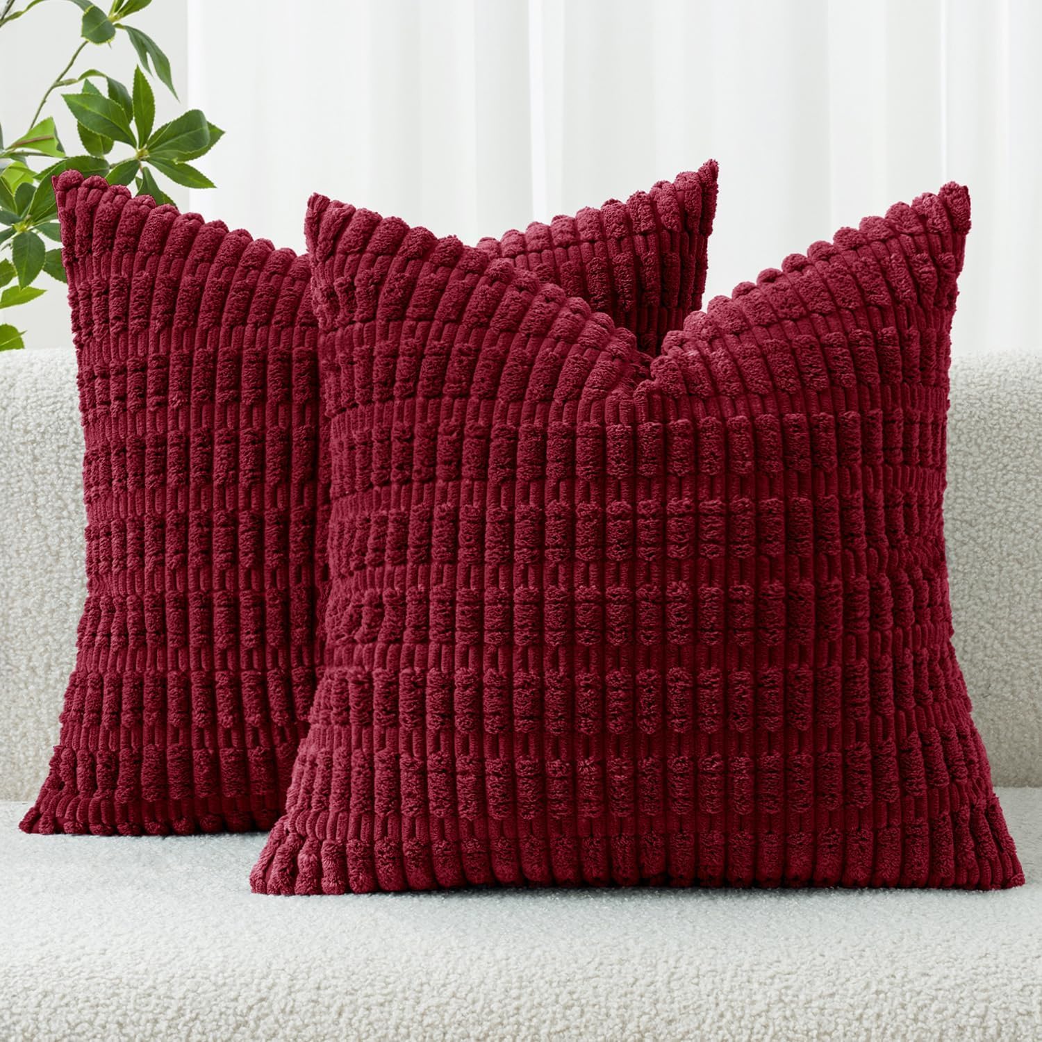 Cream White Boho Corduroy Striped Pillow Covers