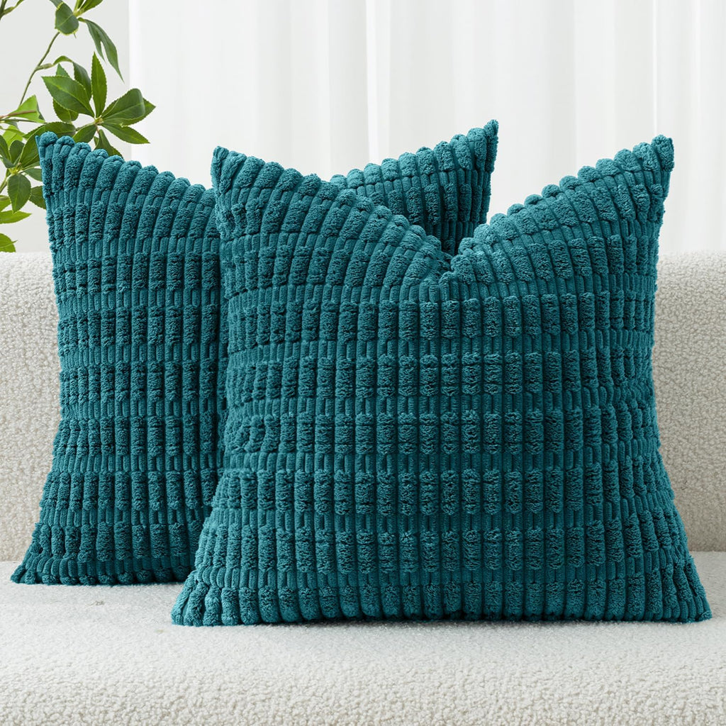 Cream White Boho Corduroy Striped Pillow Covers