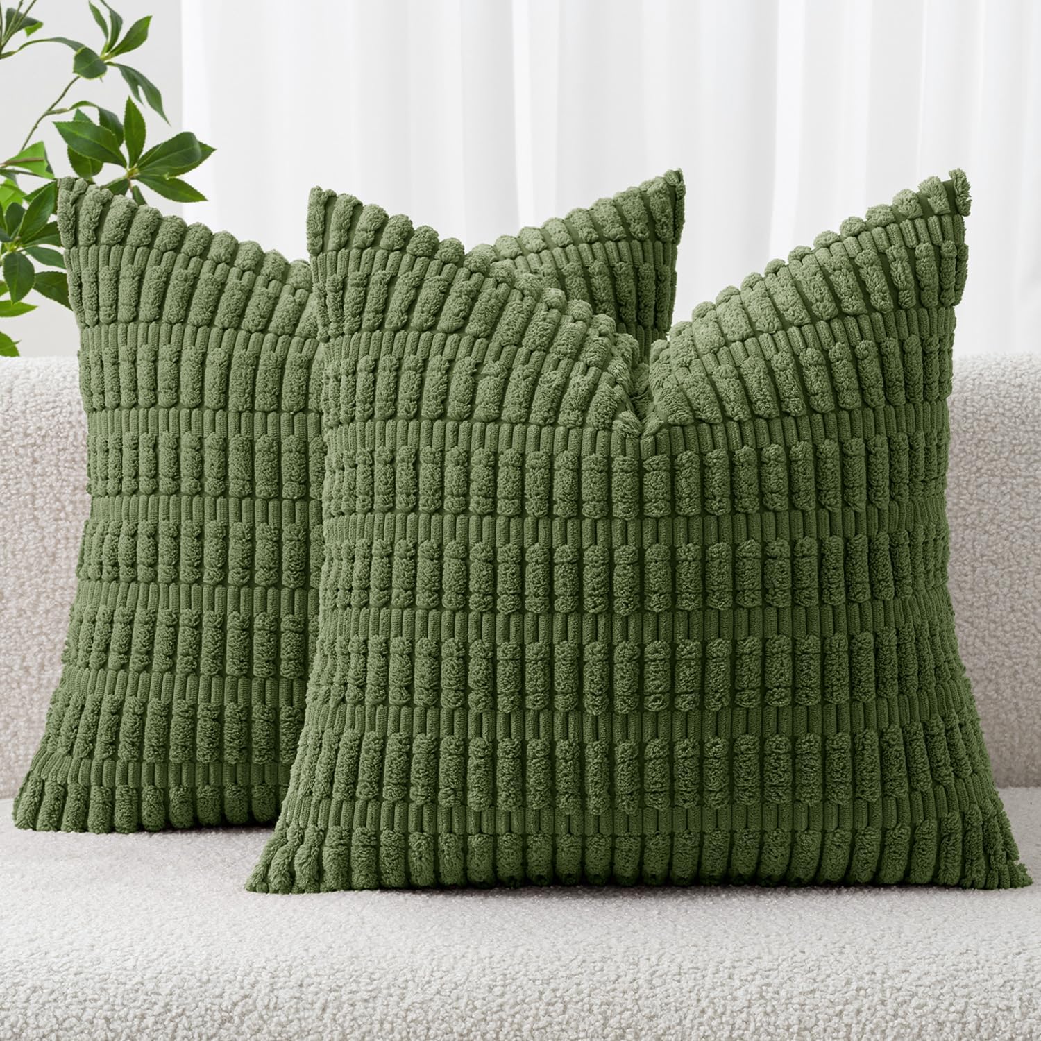 Cream White Boho Corduroy Striped Pillow Covers