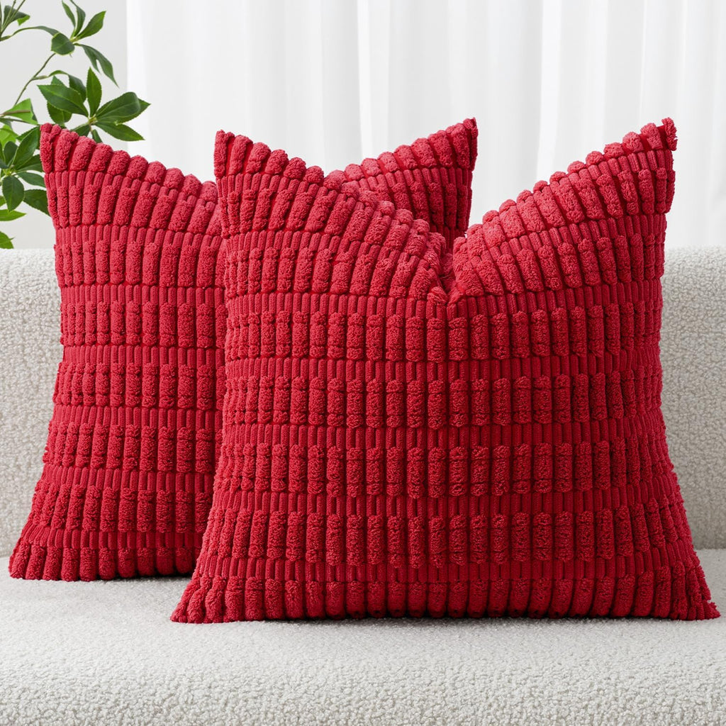 Cream White Boho Corduroy Striped Pillow Covers