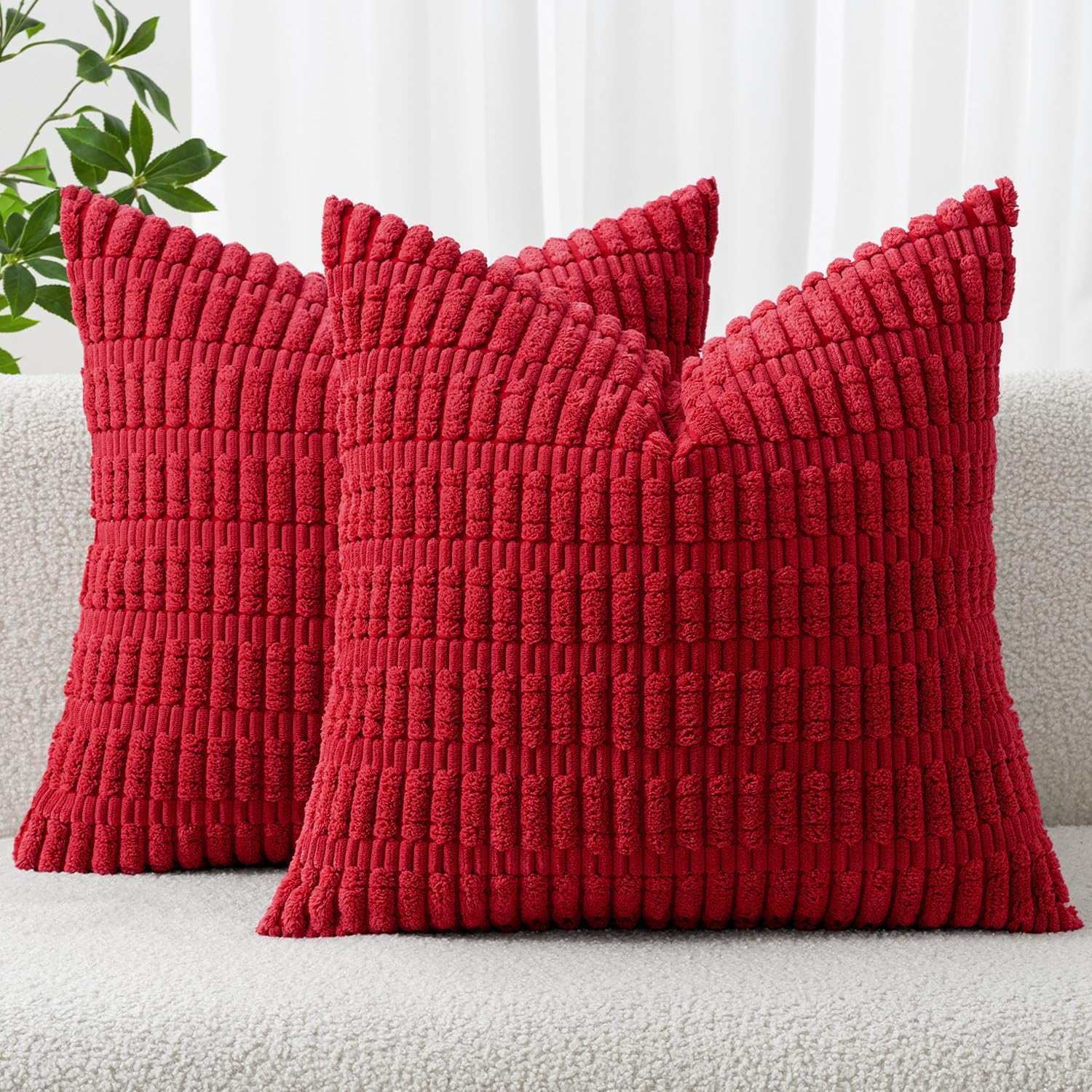 Cream White Boho Corduroy Striped Pillow Covers