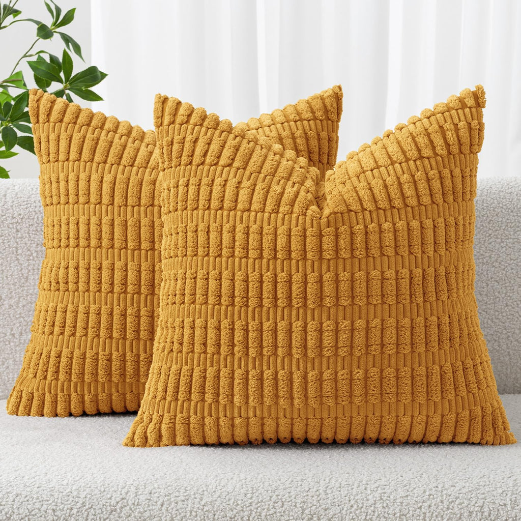 Cream White Boho Corduroy Striped Pillow Covers
