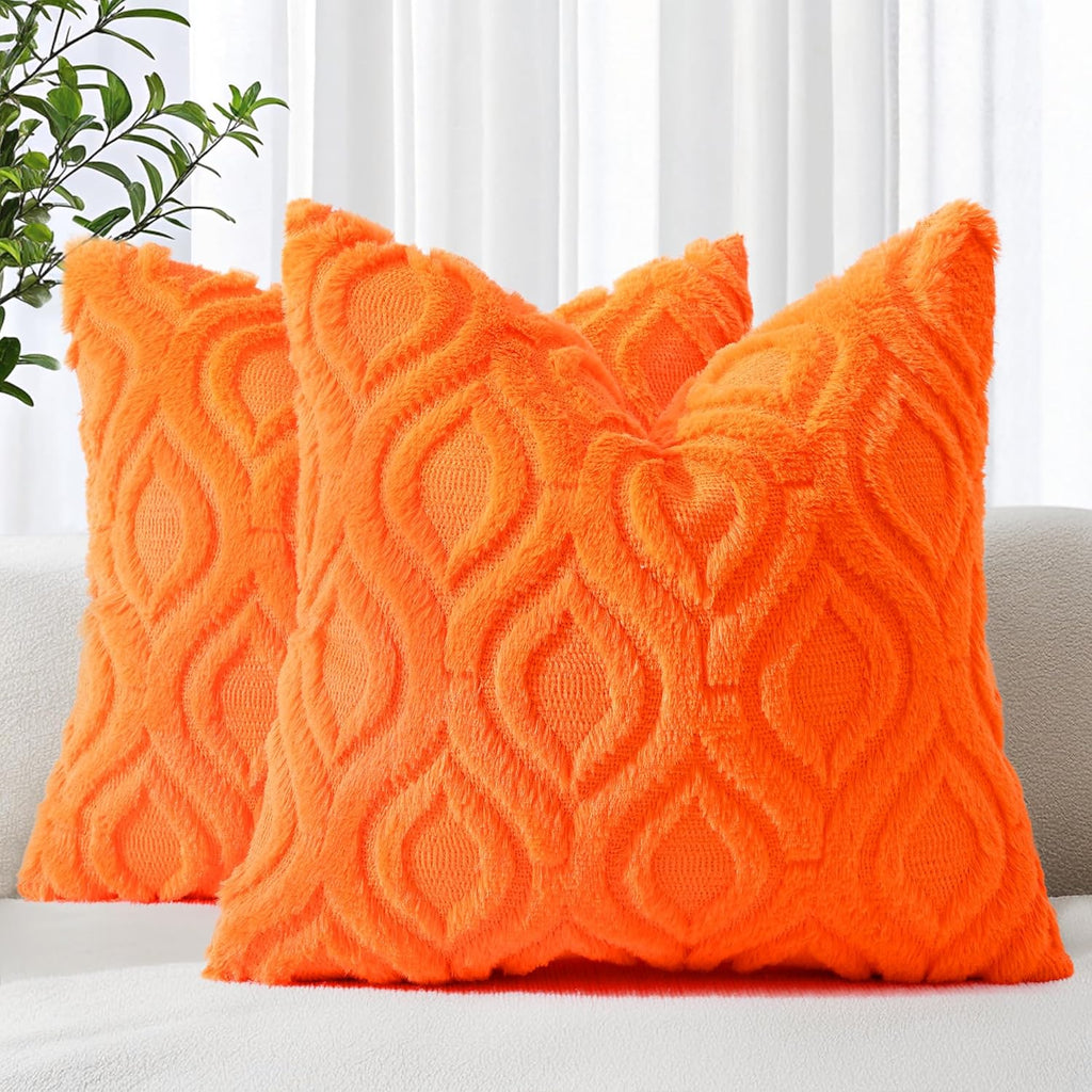 Beige Faux Wool Throw Pillow Covers Set of 2