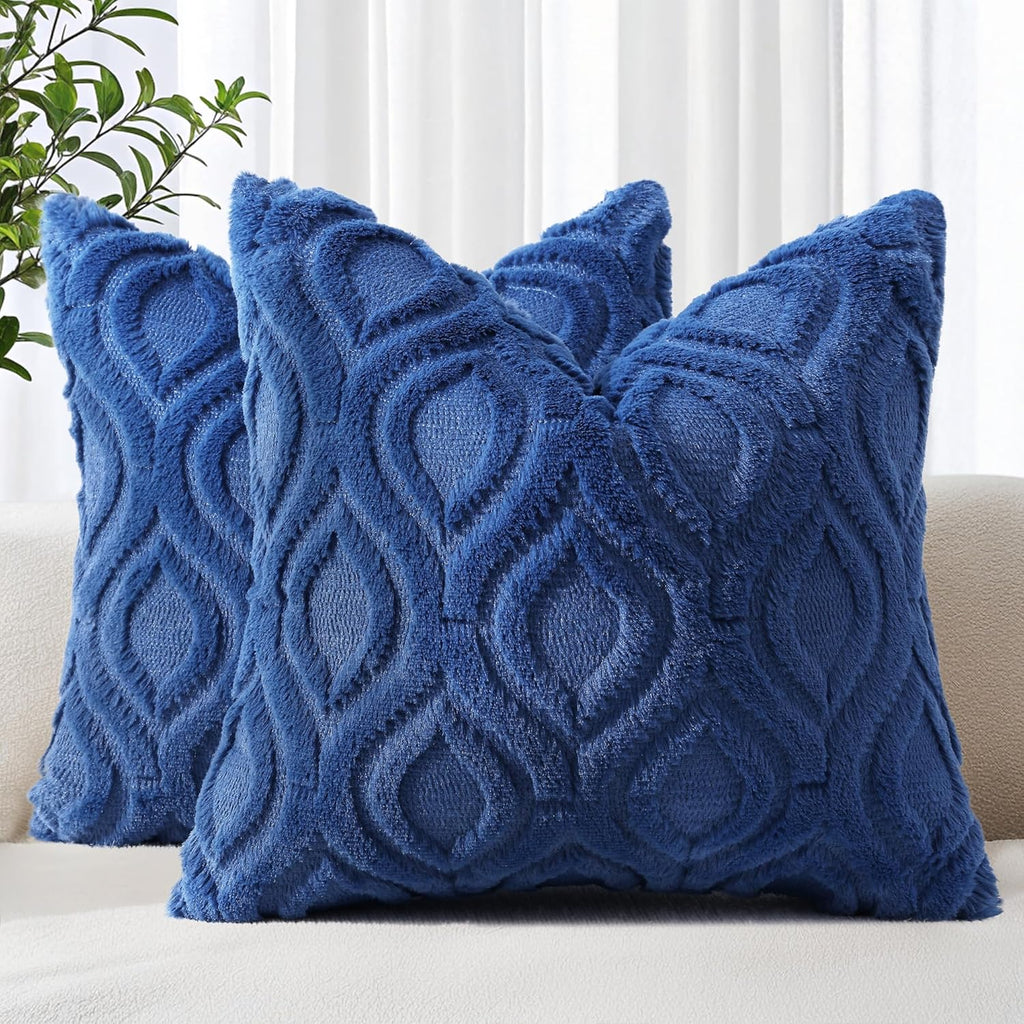 Beige Faux Wool Throw Pillow Covers Set of 2